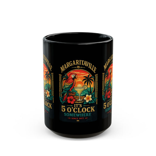 Margaritaville 5 O'Clock Mug – Black Tropical Parrot Cocktail Coffee Cup