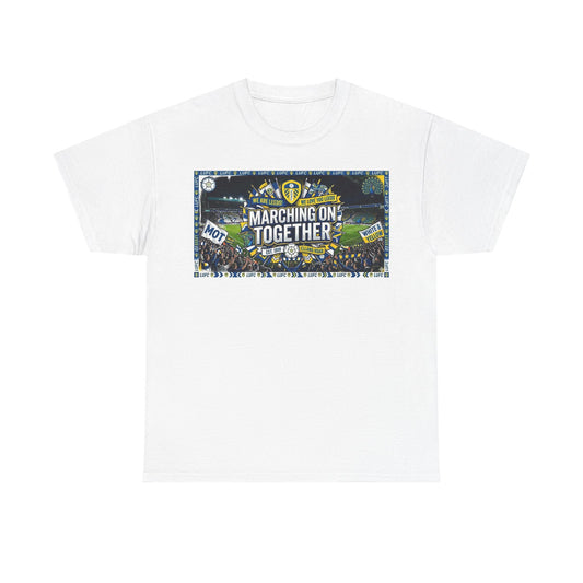 Leeds United T-Shirt — "Marching On Together" Fan Tee (Soccer Supporter Graphic)