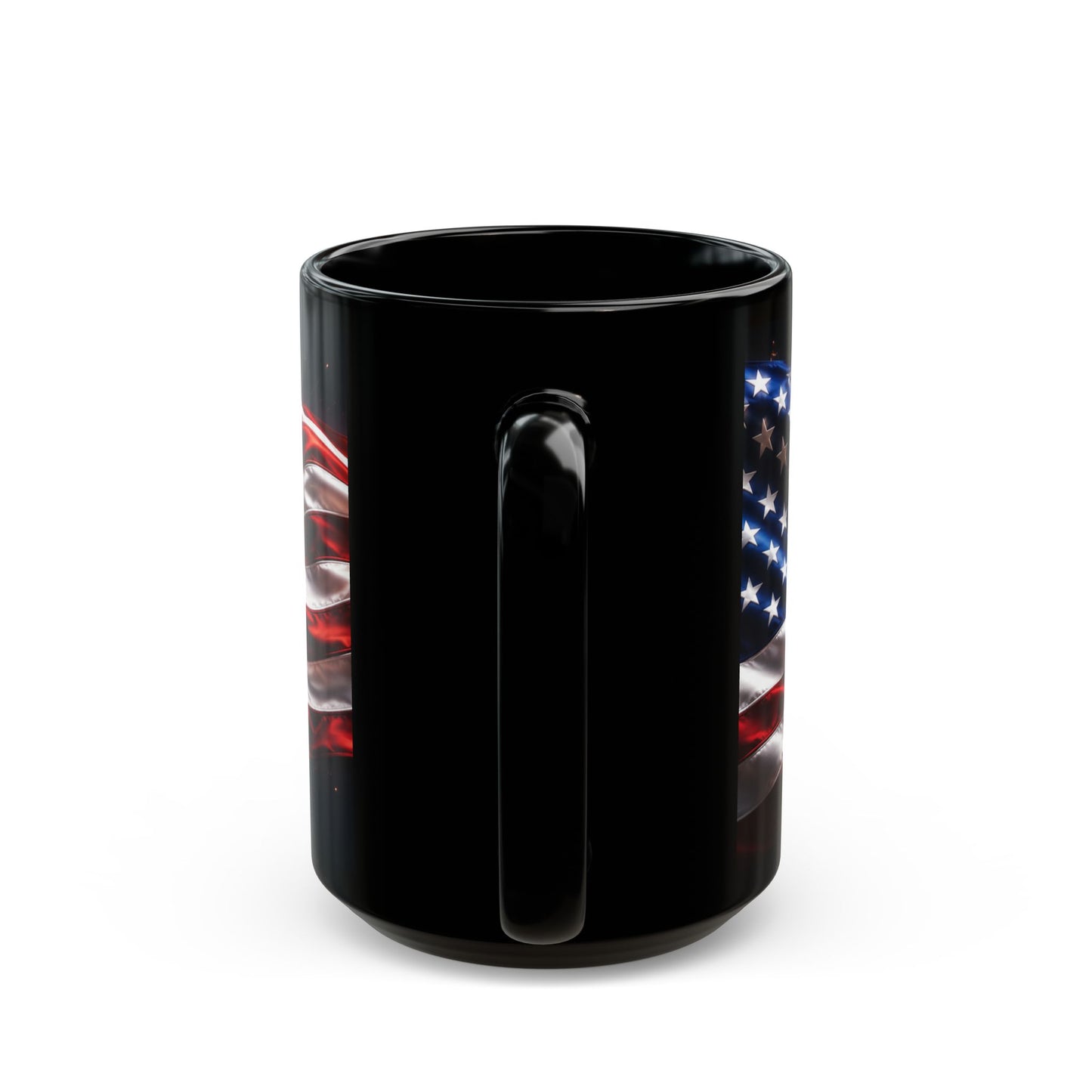 American Flag Black Mug – Waving USA Stars & Stripes Coffee Cup (11oz/15oz)