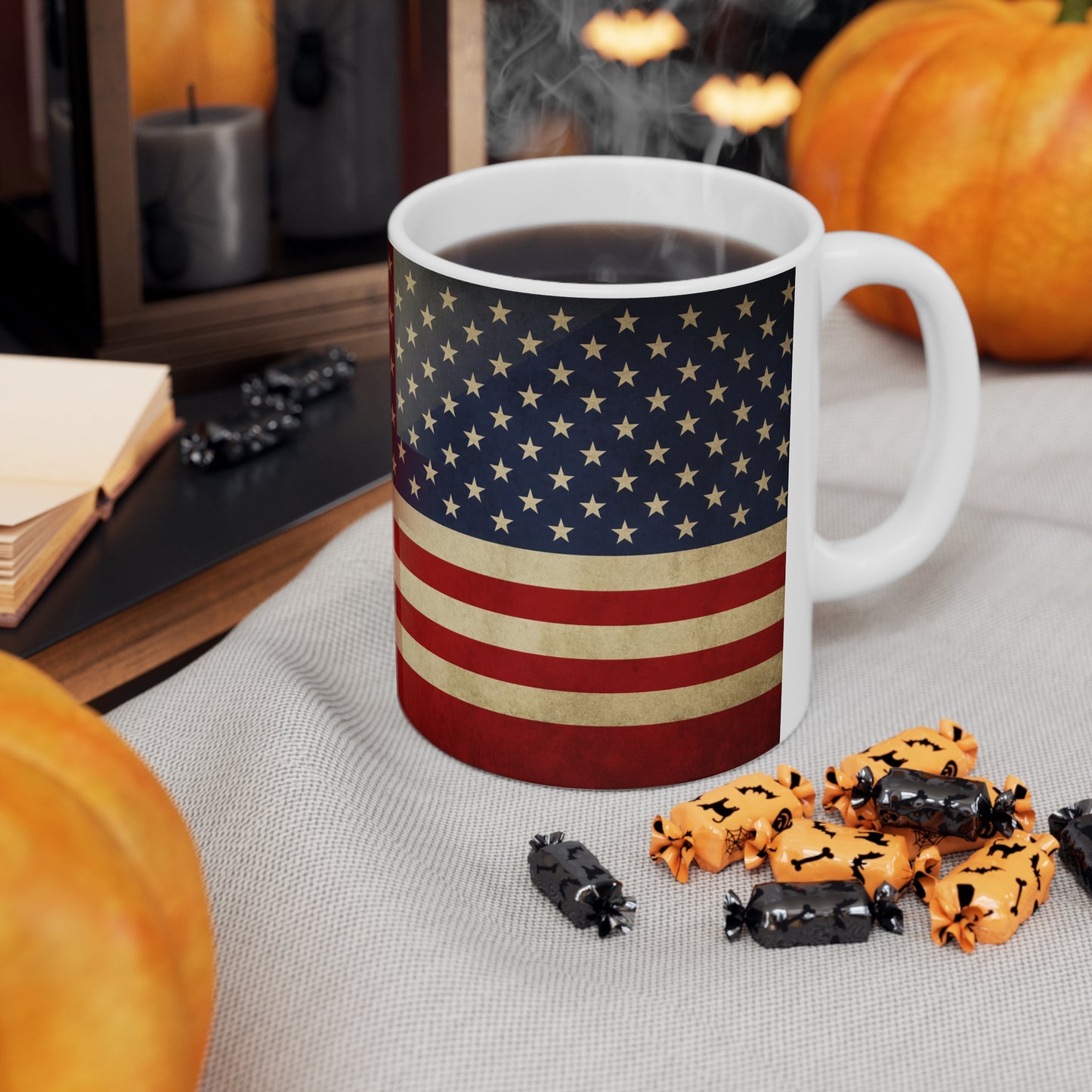 Vintage England & USA Flag Coffee Mug — Retro American Flag Ceramic Coffee Cup (11oz, 15oz)