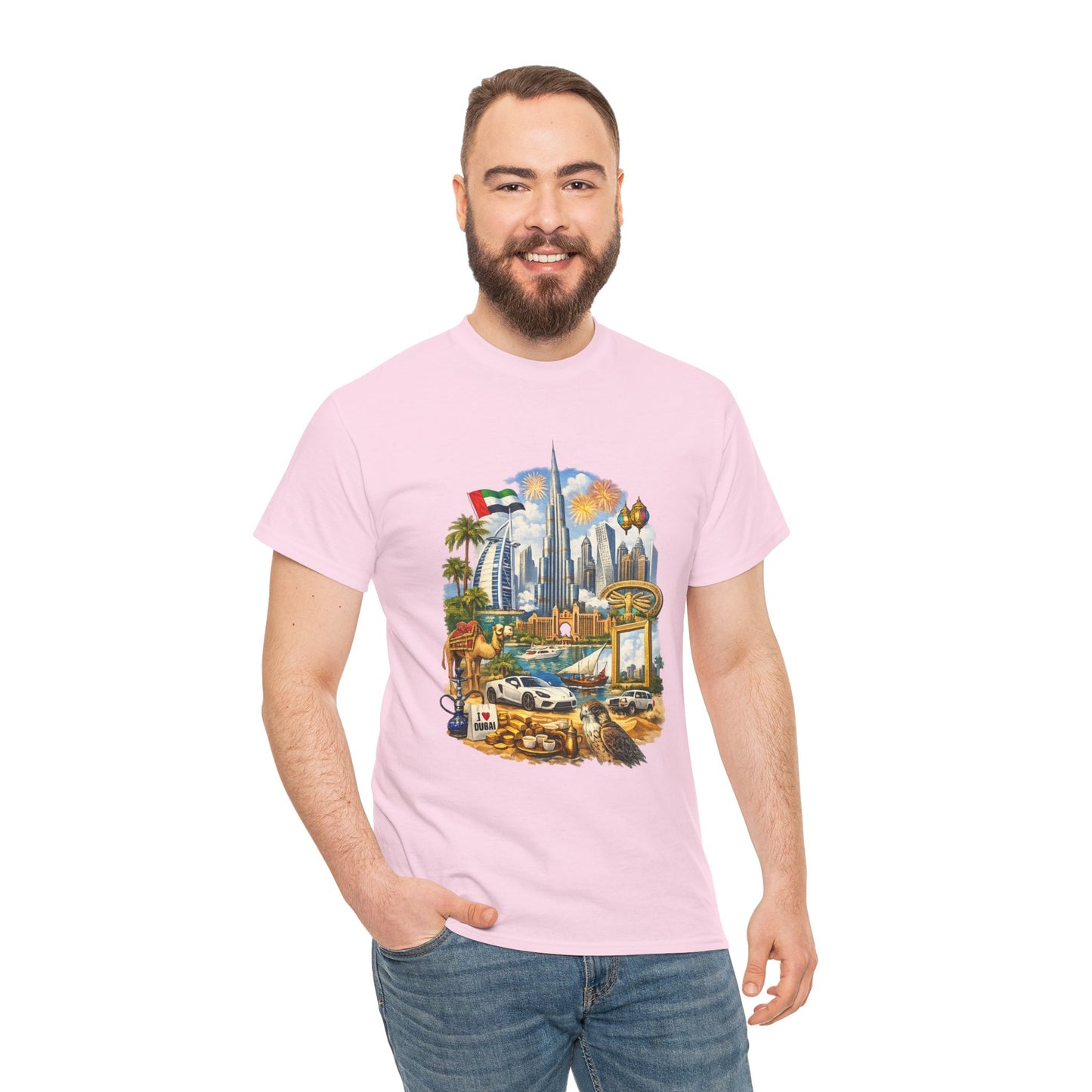 Dubai Skyline Beach Vacation T-Shirt – Retro Travel Collage Tee