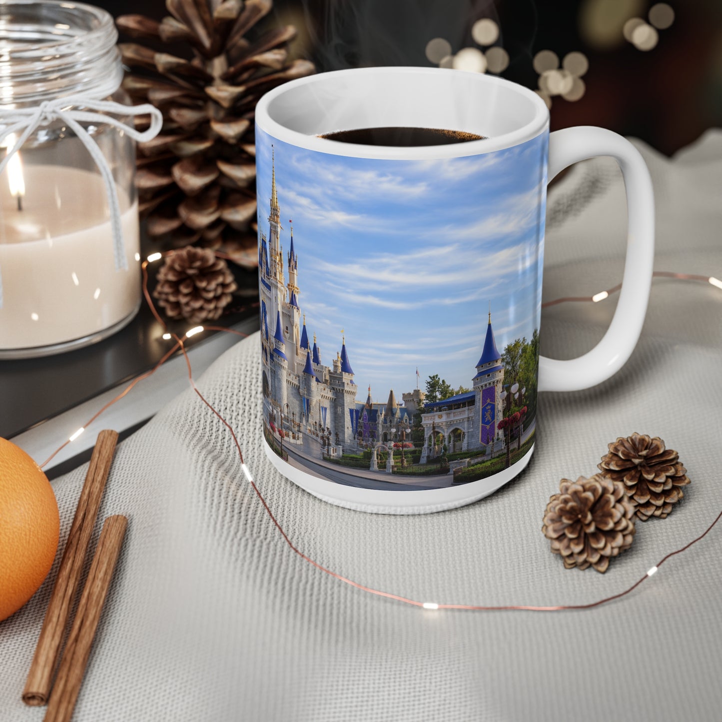 Walt Disney World Magic Kingdom Castle Skyline Ceramic Mug — Fantasy Theme Park Coffee Cup (11oz & 15oz)