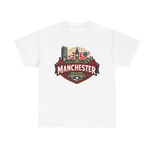 Manchester England Skyline T-Shirt — Vintage City Crest Tee