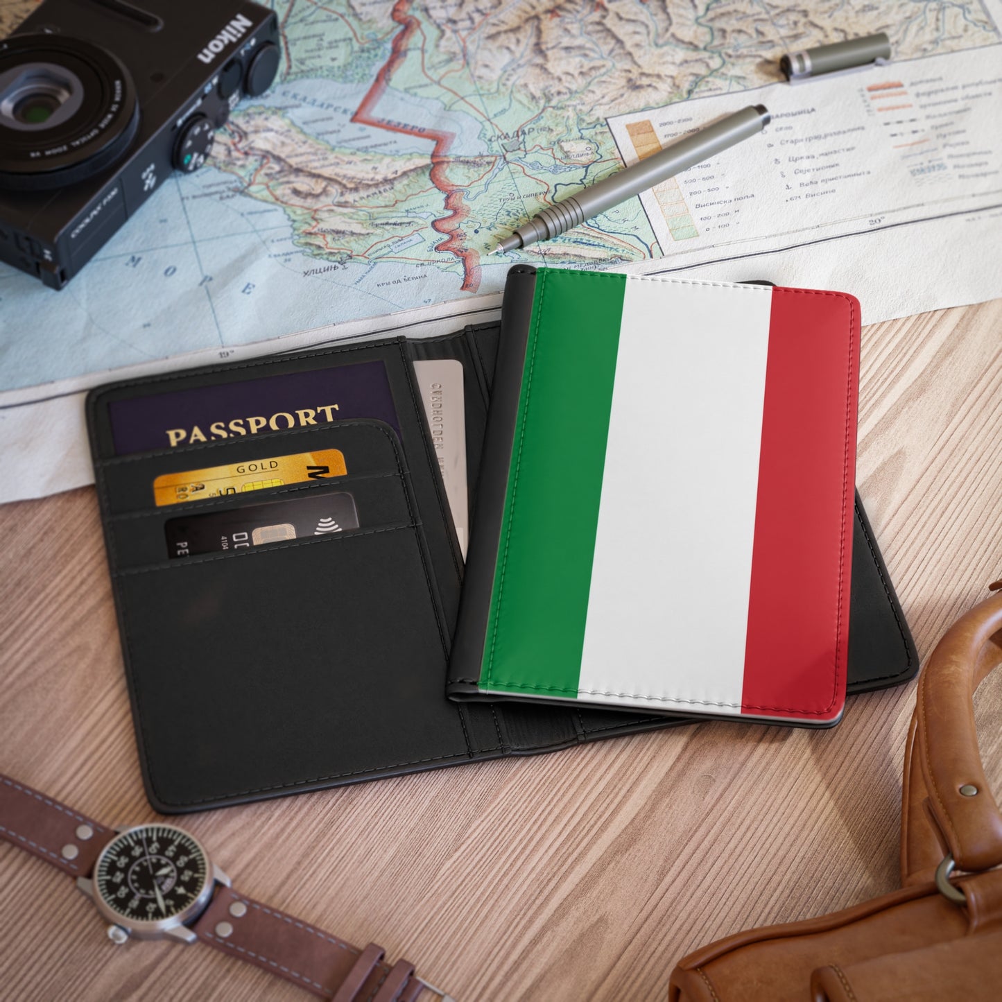 Italian Flag Passport Cover — Tricolor Travel Passport Holder for Italy Lovers