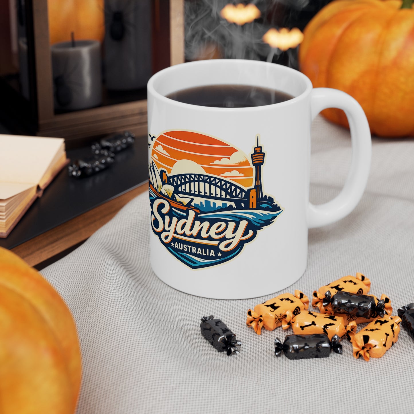 Sydney Skyline Coffee Mug — Vintage Sunset Opera House & Harbour Bridge Ceramic Cup (11oz, 15oz)