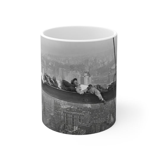 Vintage 'Lunch Atop a Skyscraper' Photo Coffee Mug — Retro NYC Skyline Ceramic Cup (11oz, 15oz)