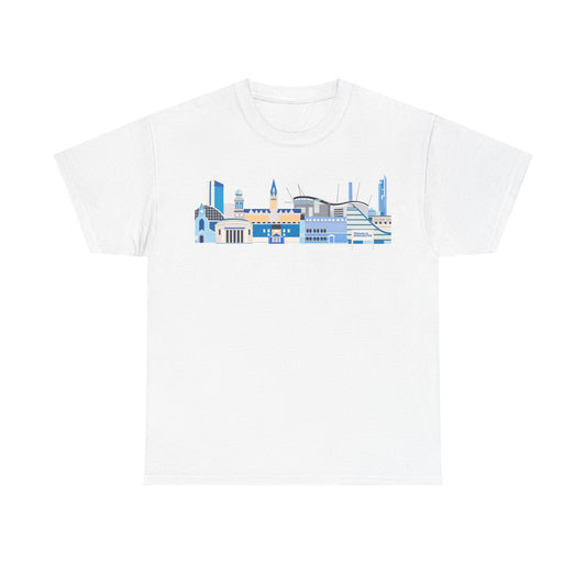 Manchester City Skyline Tee — Minimal Blue Urban Landscape T‑Shirt