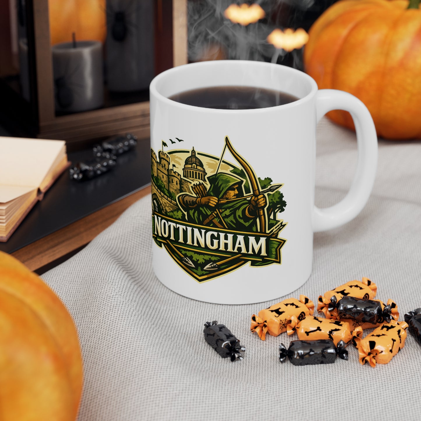 Nottingham Robin Hood Ceramic Coffee Mug — 11oz & 15oz Travel-Perfect Gift