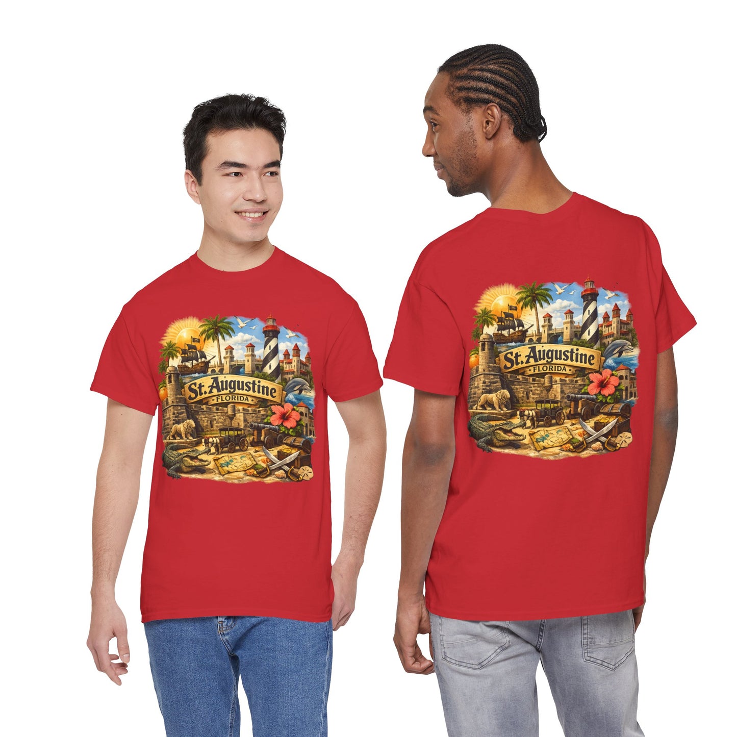 St. Augustine Florida Vintage Travel Tee — Retro Beach & Lighthouse Souvenir T-Shirt