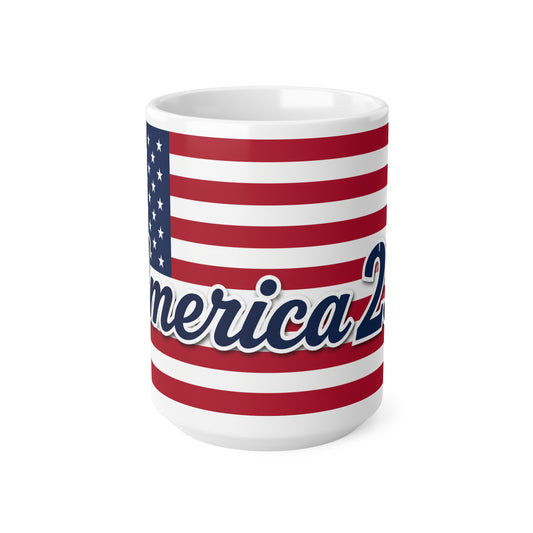 America 250 Flag Coffee Mug — Patriotic Ceramic 11oz & 15oz