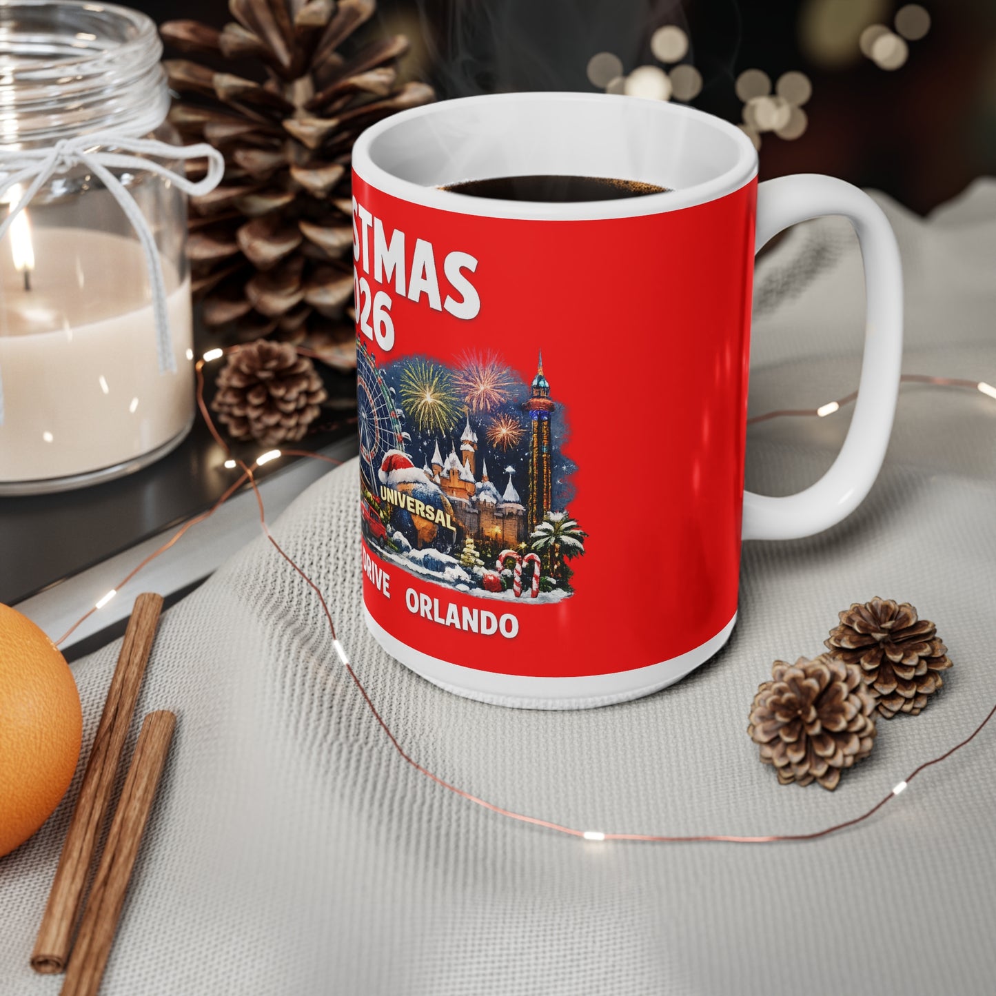 Christmas 2026 Orlando Souvenir Coffee Mug — International Drive Holiday Ceramic Cup (11oz/15oz)