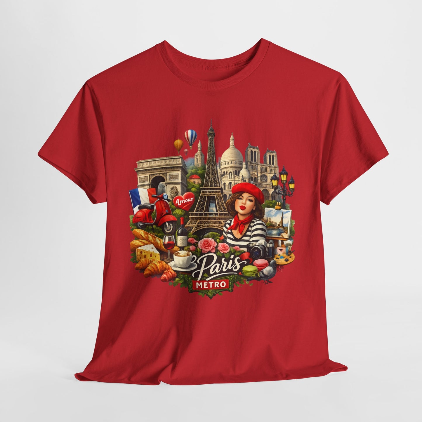Paris Montage Tee — Eiffel Tower, Croissant & Metro Vintage Travel T‑Shirt
