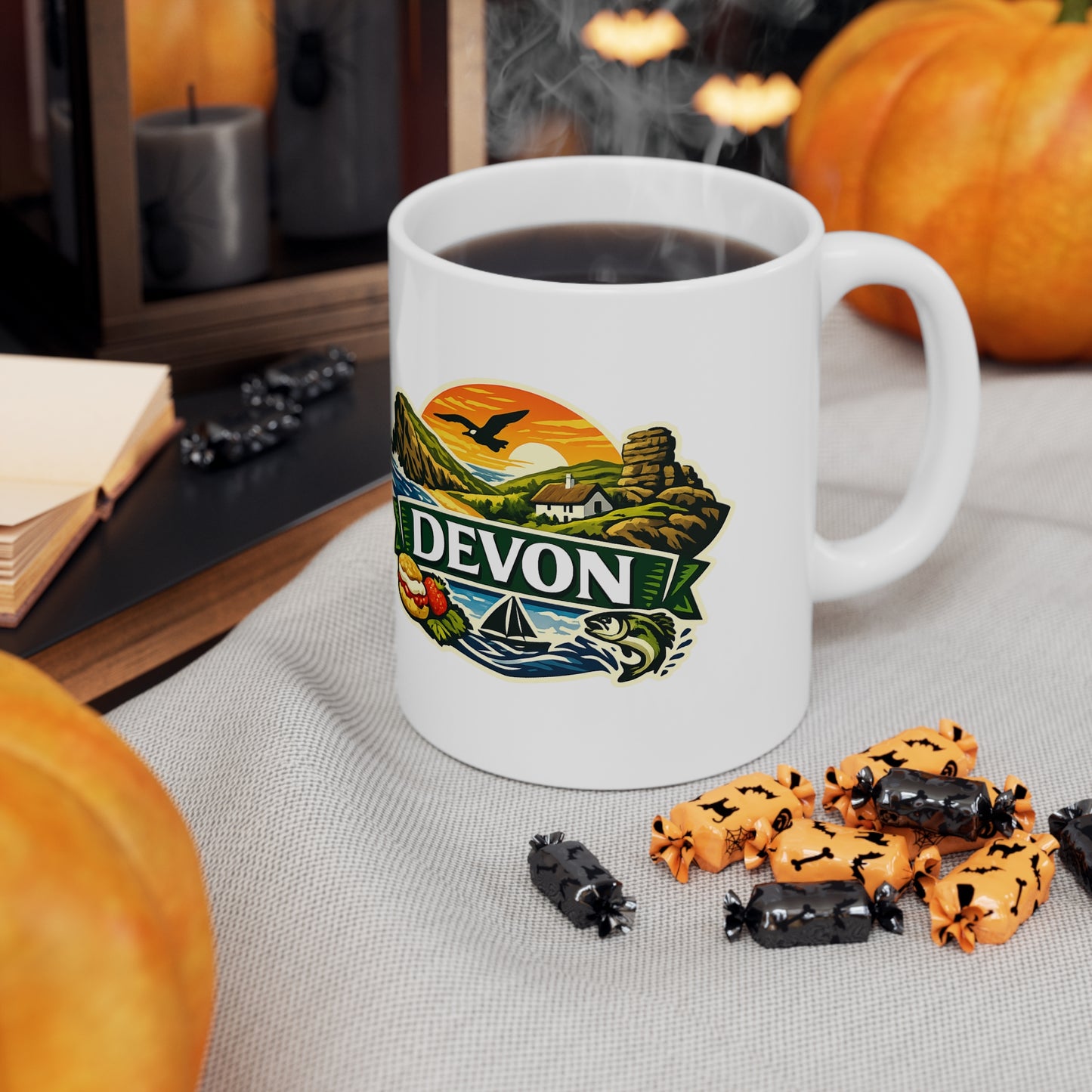Devon Scenic Mug — Coastal Sunrise Ceramic Coffee Cup (11oz & 15oz)