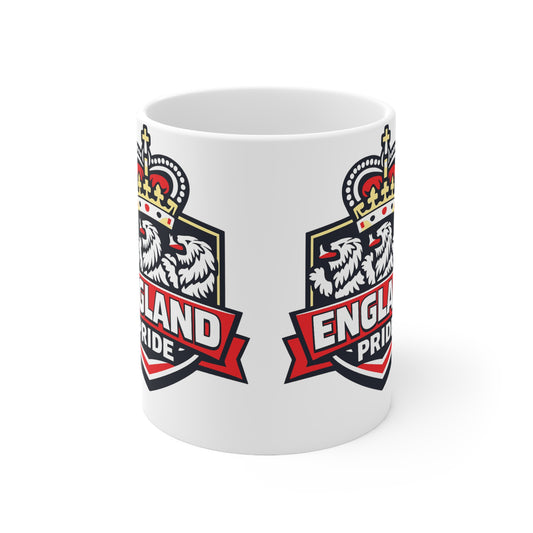 England Pride Ceramic Mug — Crowned Lion 11oz & 15oz Coffee Cup