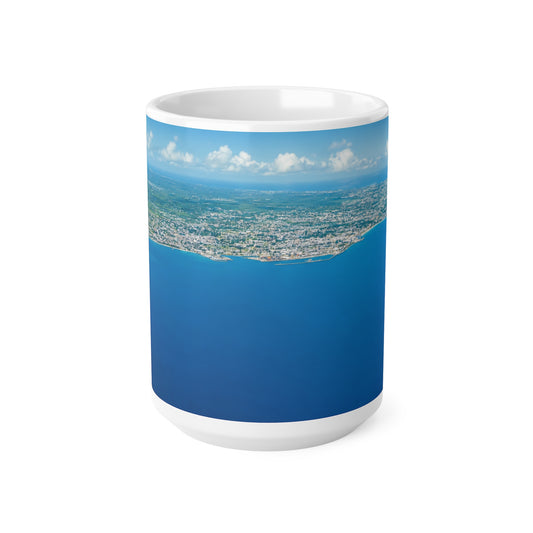 Barbados Coastal Aerial Photo Ceramic Mug — Ocean Blue 11oz & 15oz