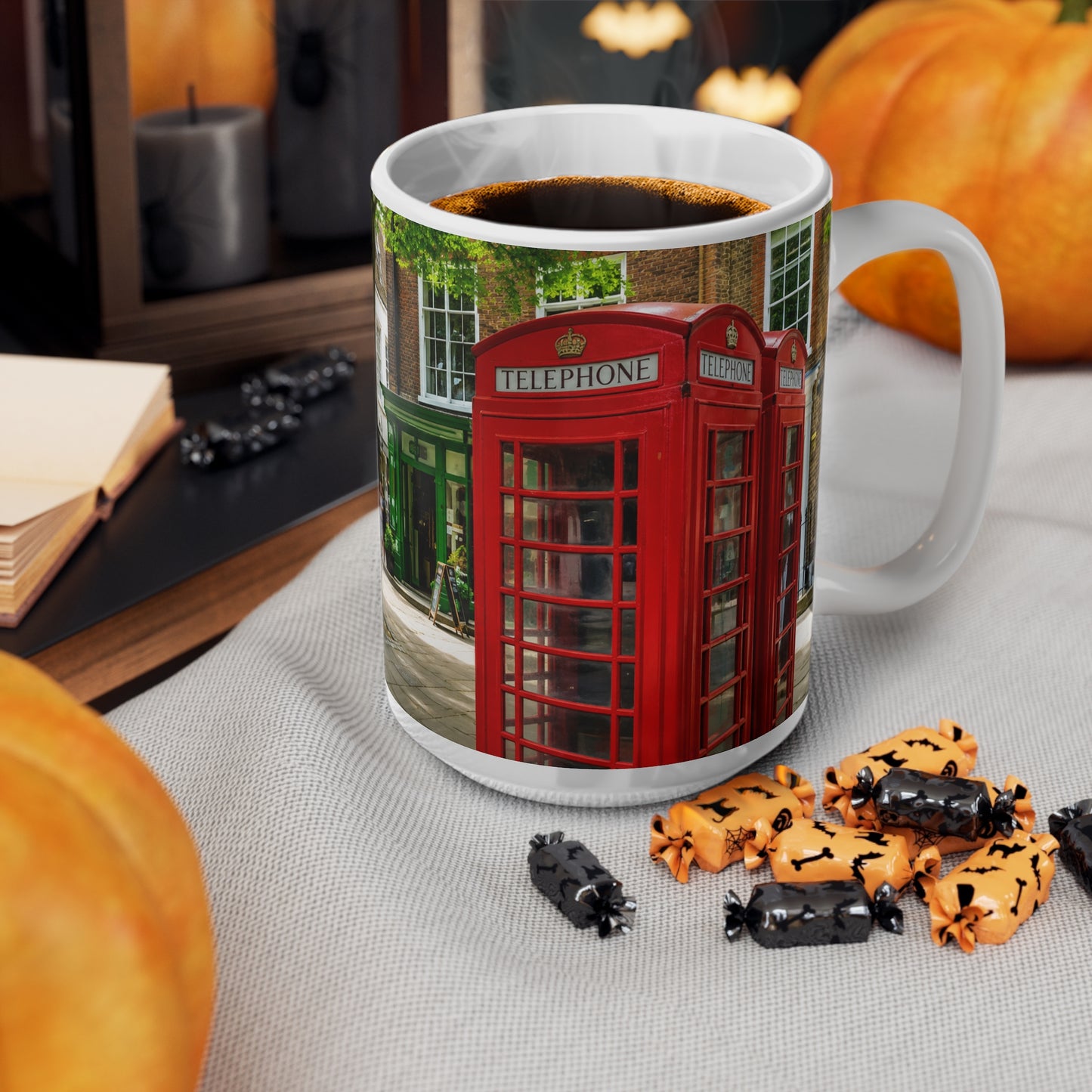 Richmond Ted Lasso London Street Scene Ceramic Coffee Mug — Red Phone Booth & Pub Photo (11oz, 15oz)