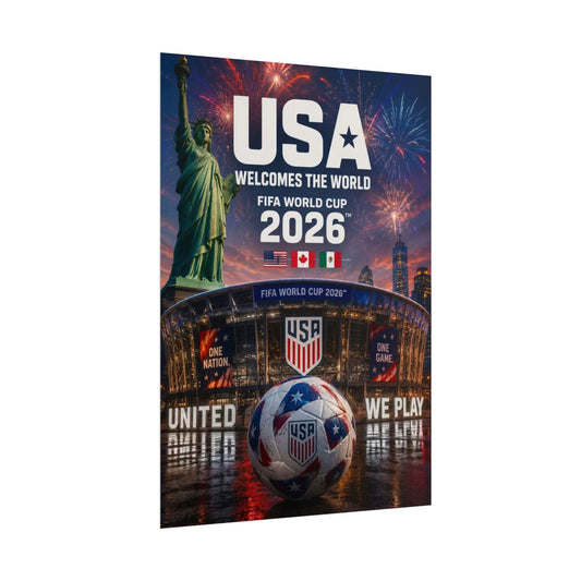 FIFA World Cup 2026 USA Soccer Poster – “USA Welcomes the World” Rolled Poster