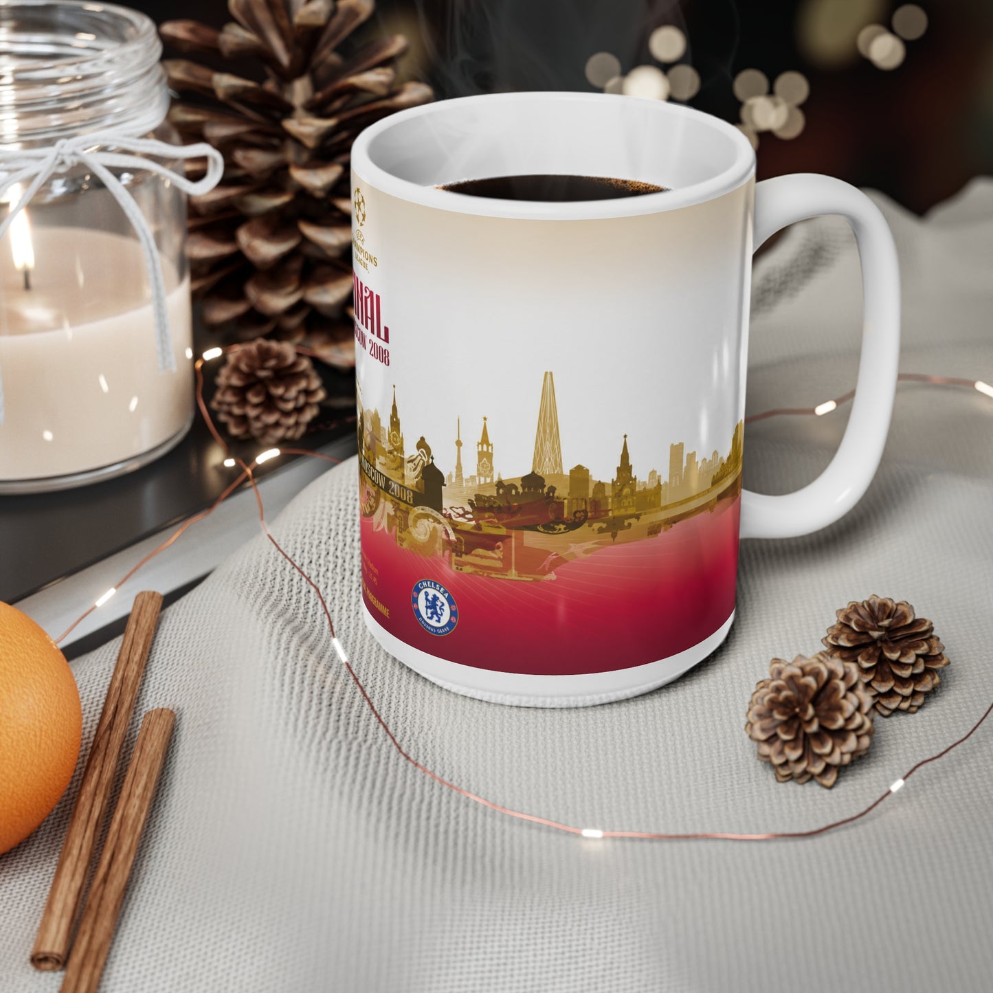 2008 Champions League FInal Programme Cover Inspired Coffee Mug — Ceramic Cup (11oz/15oz)