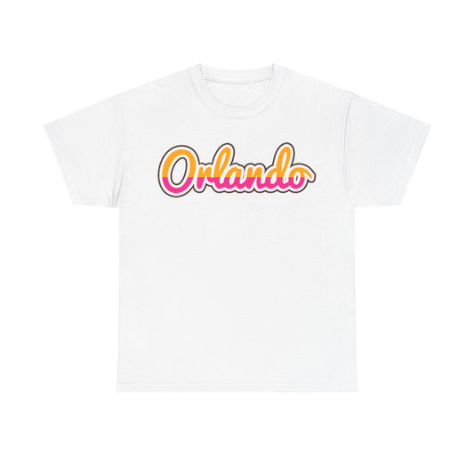 Orlando Retro Script Tee — Vintage Sunset City Souvenir Shirt