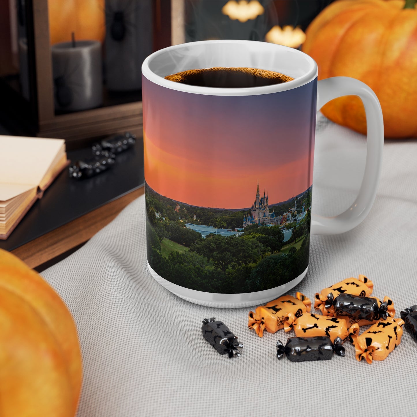 Sunset over Magic Kingdom Landscape Ceramic Mug — 11oz & 15oz Scenic Coffee Cup