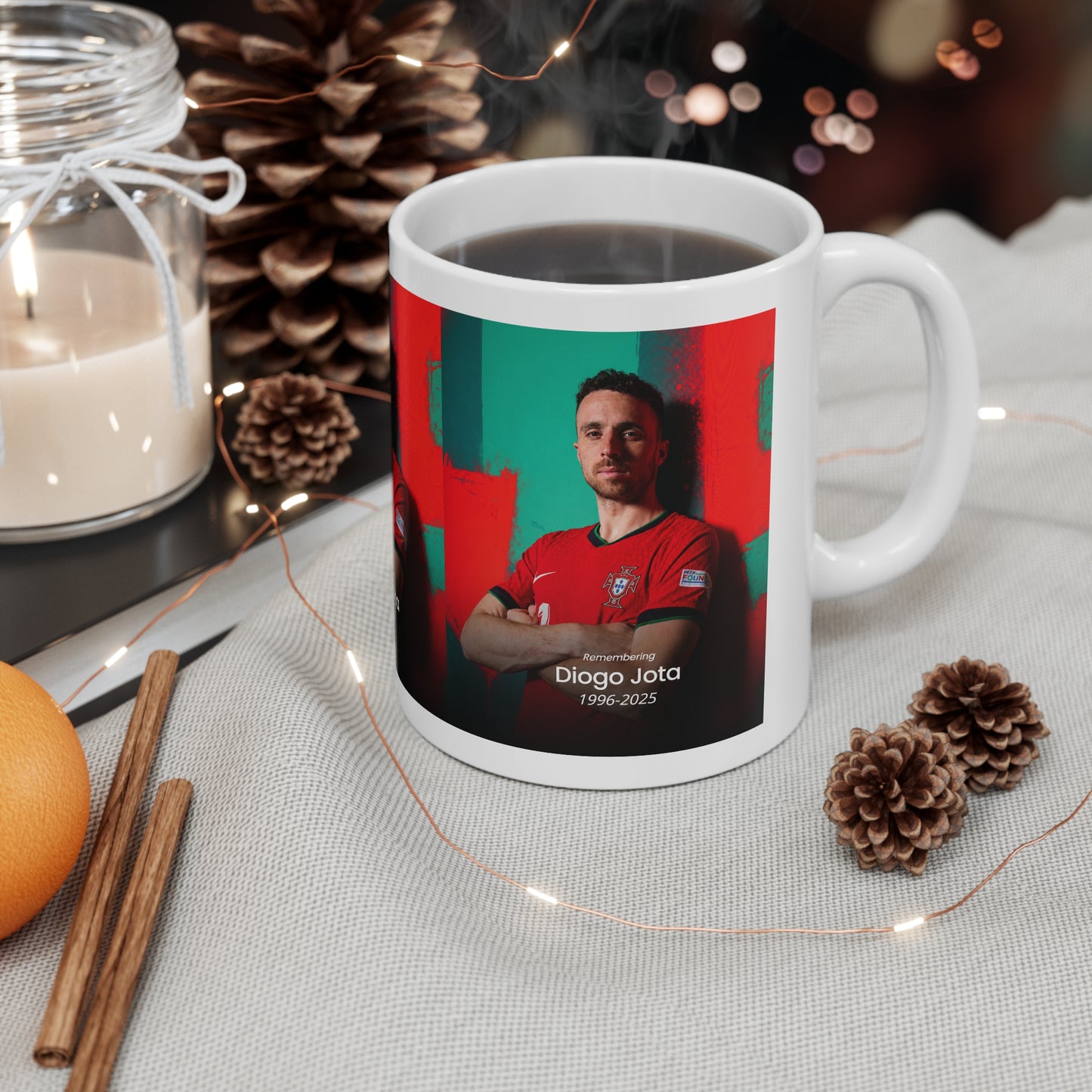 Diogo Jota Photo Memorial Mug — Personalized Tribute Ceramic Coffee Cup (11oz & 15oz)