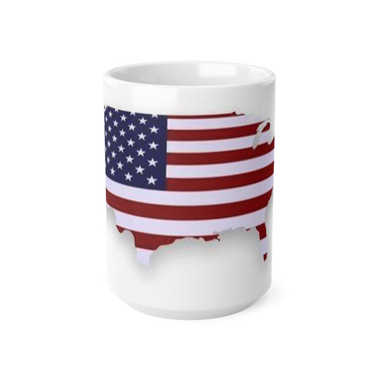 American Flag USA Map Ceramic Coffee Mug - Patriotic 11oz & 15oz