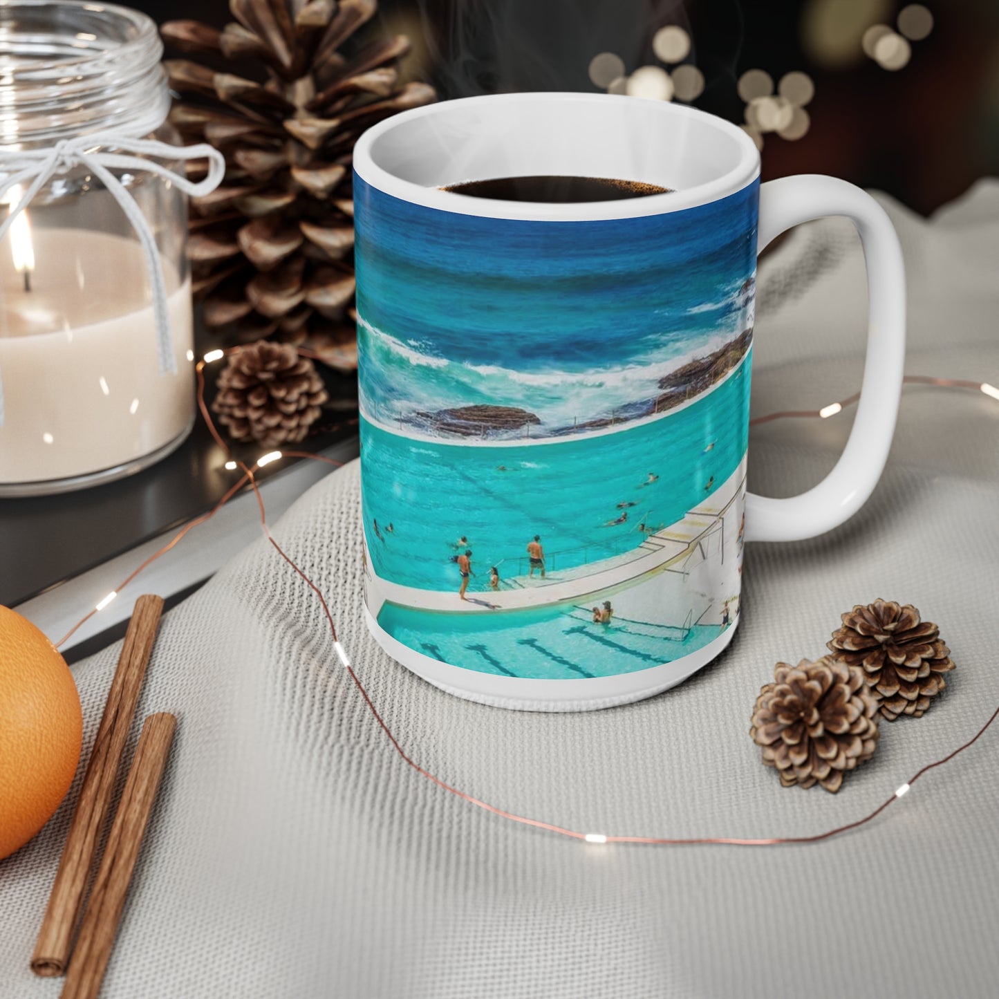 Coastal Ocean Pool Ceramic Mug — Beach Waves 11oz/15oz