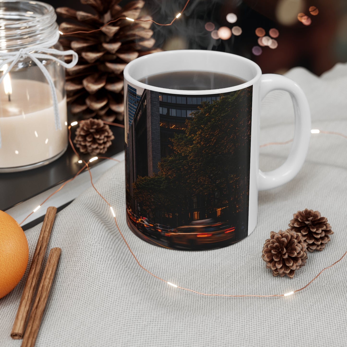 New York Sunset Ceramic Coffee Mug — Manhattan Skyline 11oz & 15oz