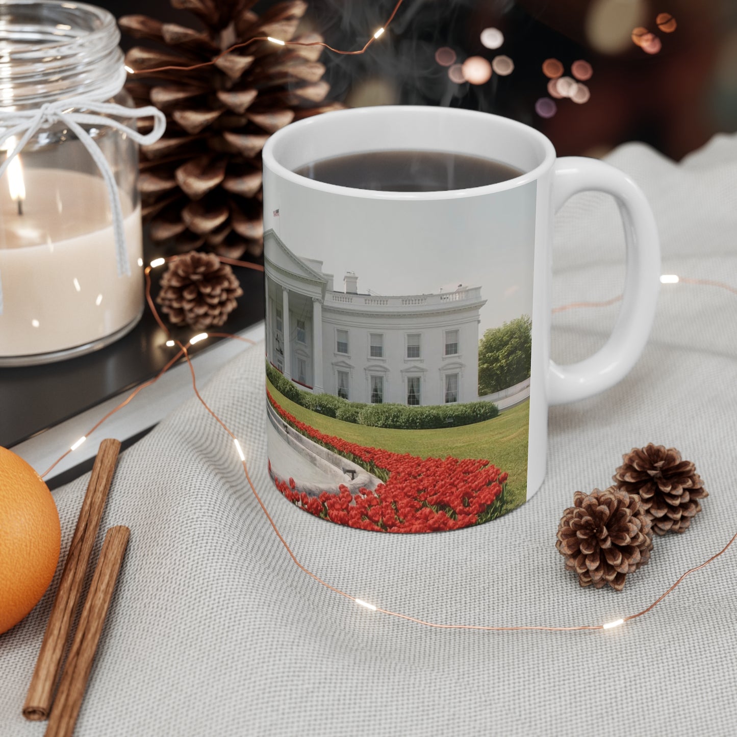 White House Garden Scenic Ceramic Coffee Mug — 11oz & 15oz