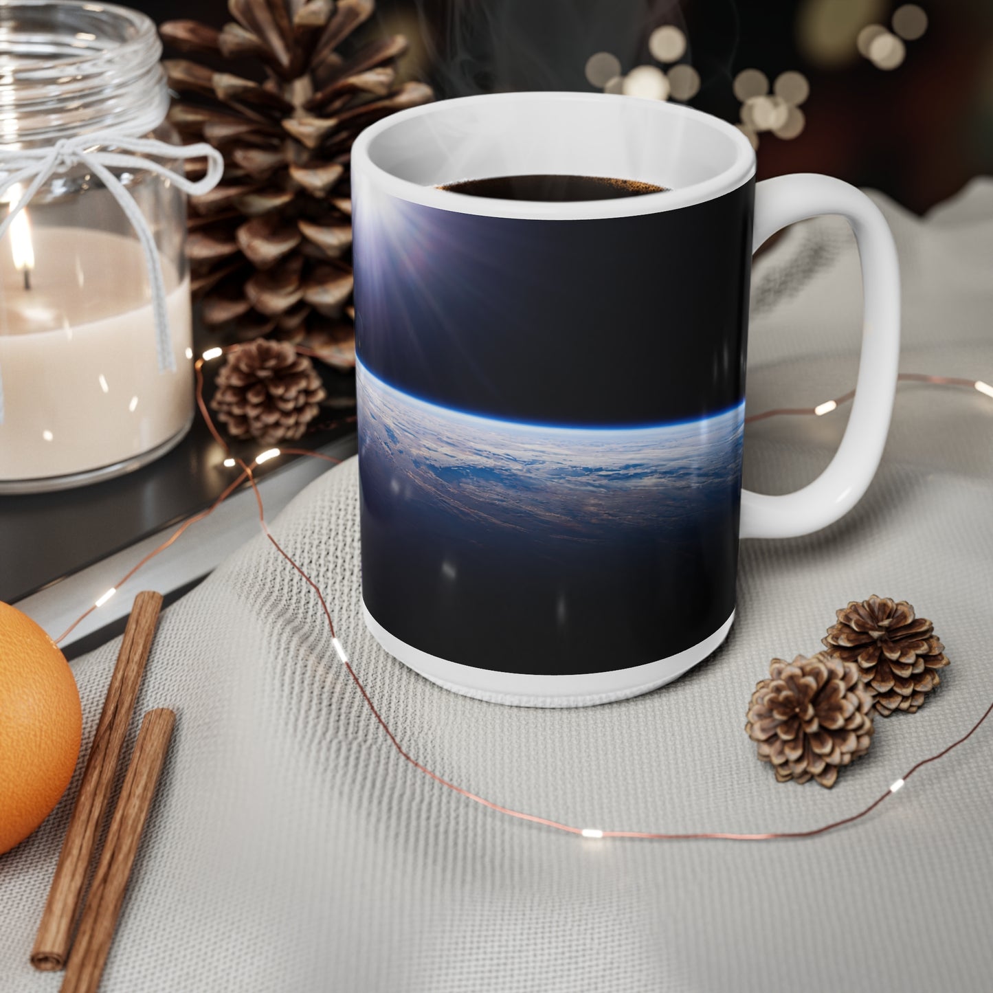 Space Horizon Ceramic Mug — Sunrise Over Earth 11oz/15oz
