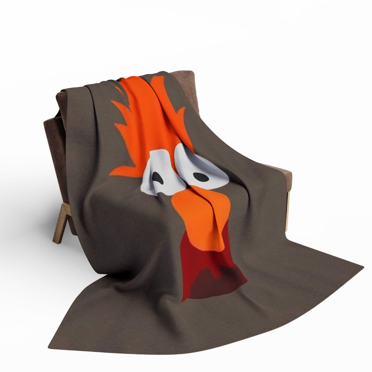 Becker Inspired Orange Fuzzy Character Fleece Blanket – Cute Cartoon Face Cozy Throw