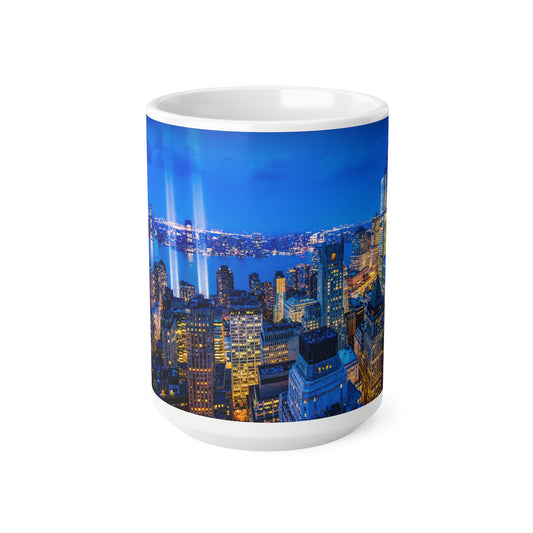 NYC City Skyline Coffee Mug — Nighttime Urban Panorama Ceramic Cup (11oz & 15oz)