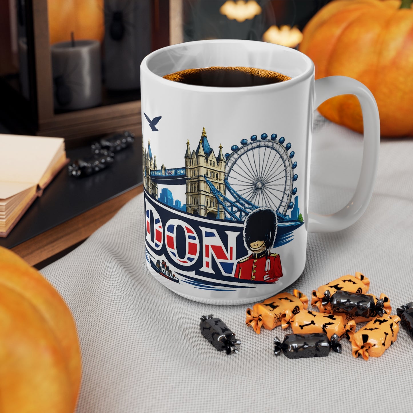 London Skyline Ceramic Mug — Union Jack 'London' Coffee Cup (11oz & 15oz)