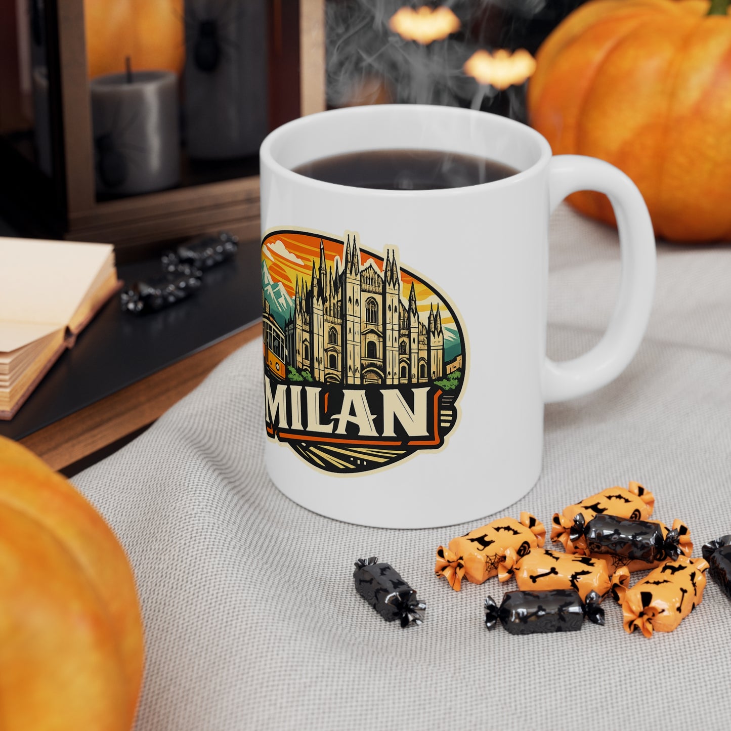 Milan Italy Travel Mug – Vintage Cityscape Ceramic Coffee Cup (11oz & 15oz)