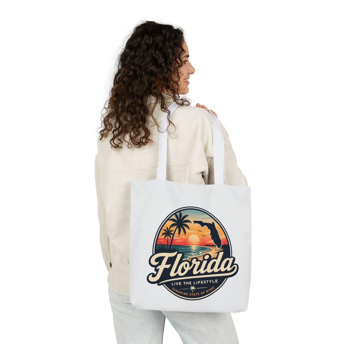 Florida Sunset Canvas Tote Bag — Retro Palm Beach Design