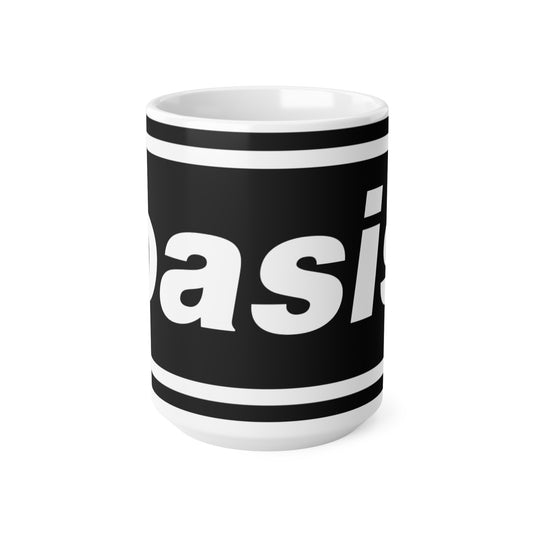 Oasis Logo Ceramic Coffee Mug — 11oz & 15oz Black Branded Coffee Cup