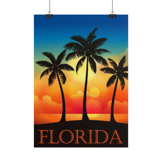 Florida Sunset Palm Poster — Tropical Beach Wall Art