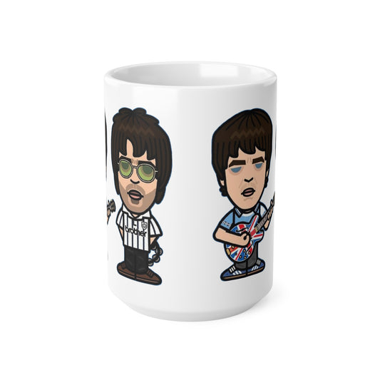 Oasis Cartoon Mug — Union Jack Guitar Character Ceramic Coffee Cup (11oz & 15oz)