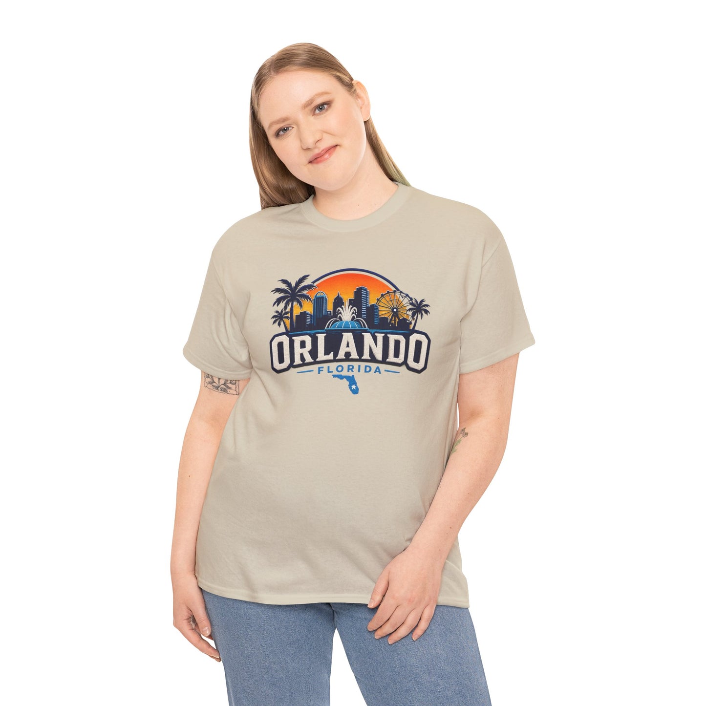 Orlando Florida Sunset T-Shirt — Retro Skyline & Palm Tree Vacation Tee