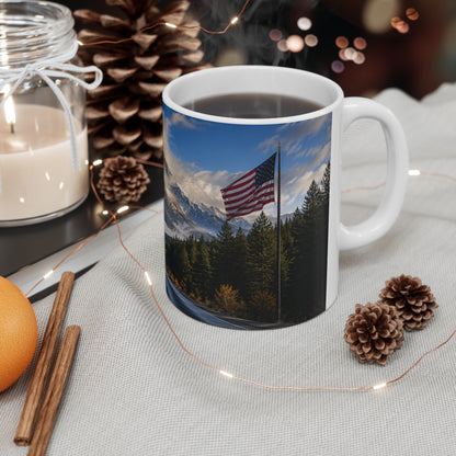 Scenic US Mountain Road Ceramic Coffee Mug — 11oz & 15oz