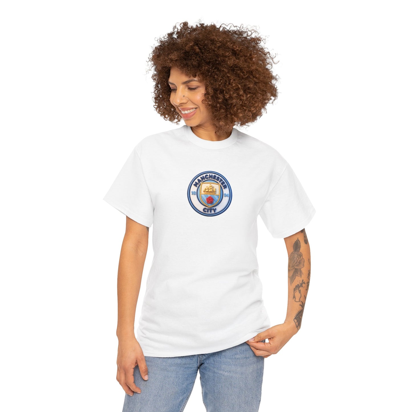 Manchester City Crest Unofficial 3D T-Shirt — Minimal Soccer Logo Tee