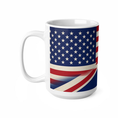 USA & UK Flag Ceramic Coffee Mug — Dual American & British Flag 11oz/15oz