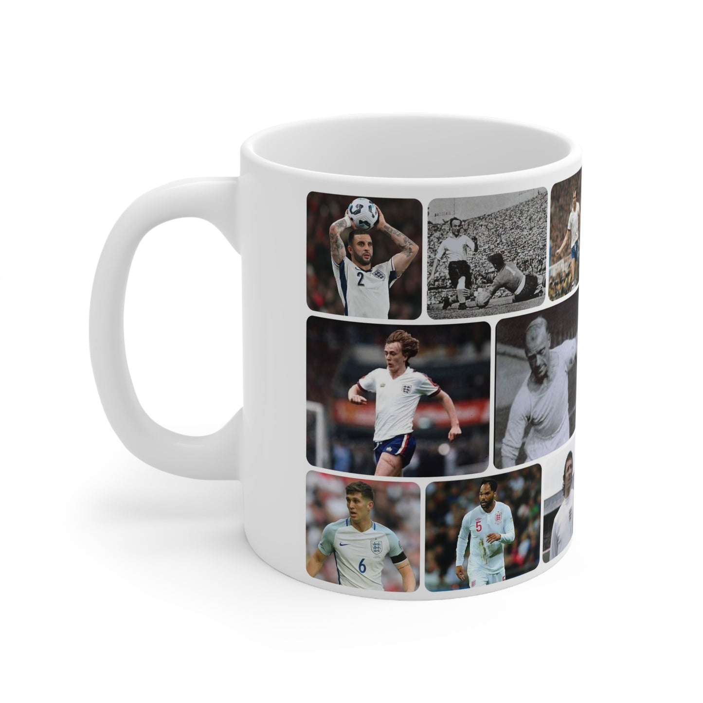Man City and England Football Legends Photo Collage Mug — Ceramic Coffee Cup (11oz/15oz)