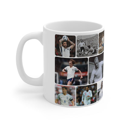 Man City and England Football Legends Photo Collage Mug — Ceramic Coffee Cup (11oz/15oz)
