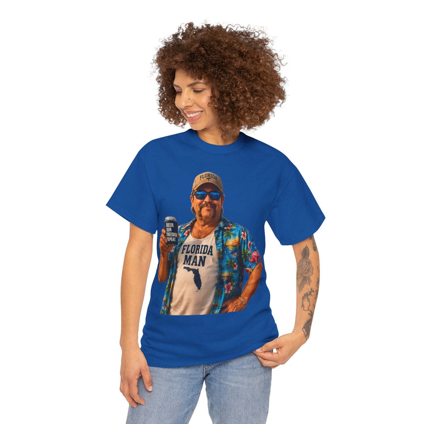 Florida Man Graphic Tee — Funny Vacation Shirt with Hawaiian Shirt Design