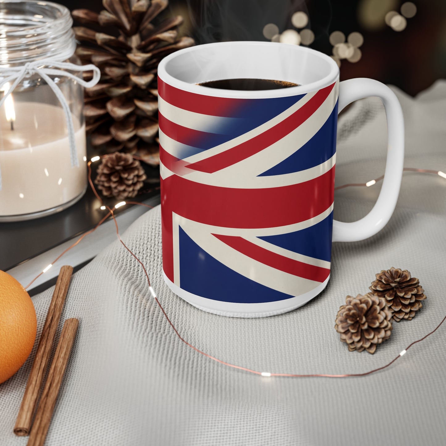 USA / UK British Flag Ceramic Coffee Mug — USA & UK Union Double-Sided 11oz/15oz
