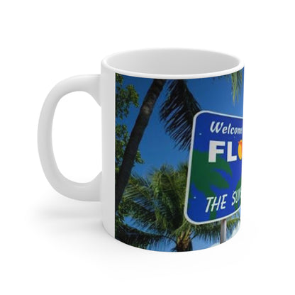 Florida Welcome Sign Coffee Mug — The Sunshine State Ceramic Travel Coffee Cup