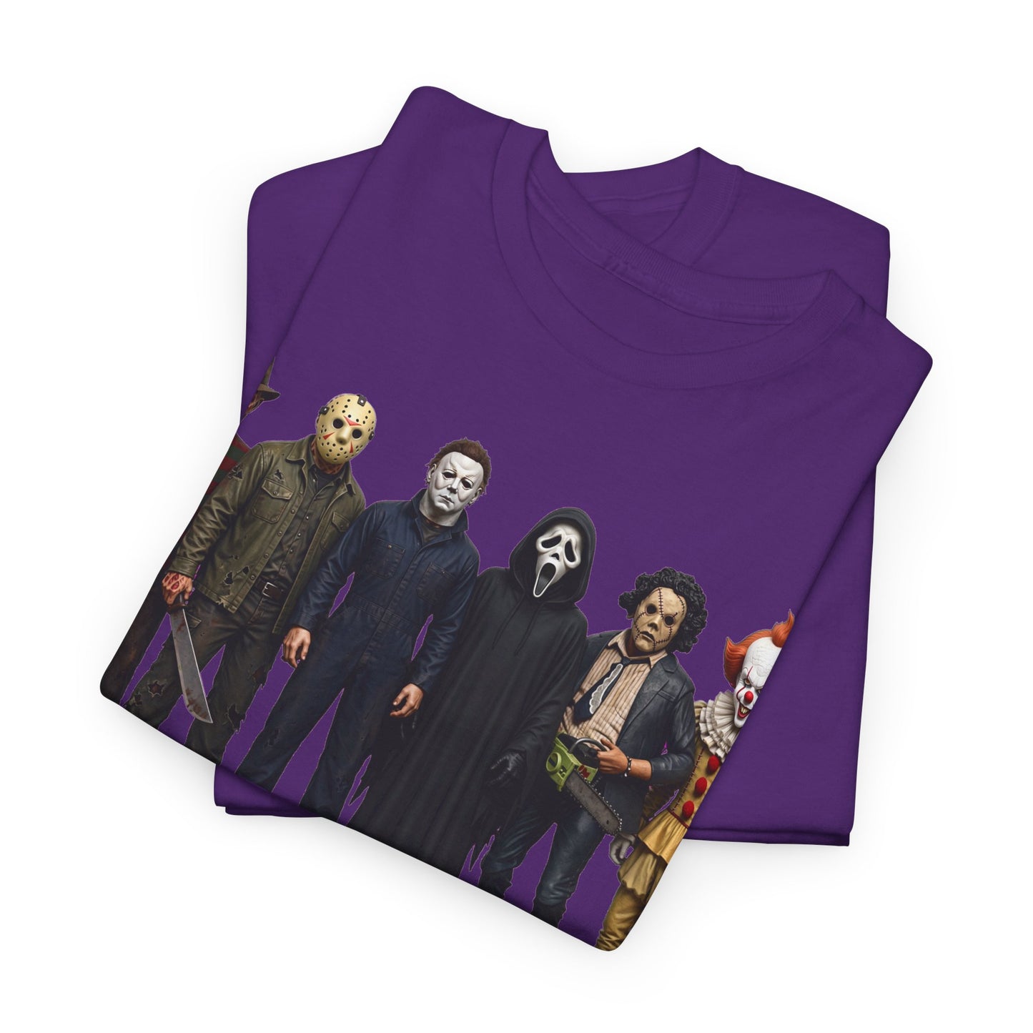 Horror Icons Lineup T‑Shirt – Freddy, Jason, Michael, Ghostface & Pennywise Tee