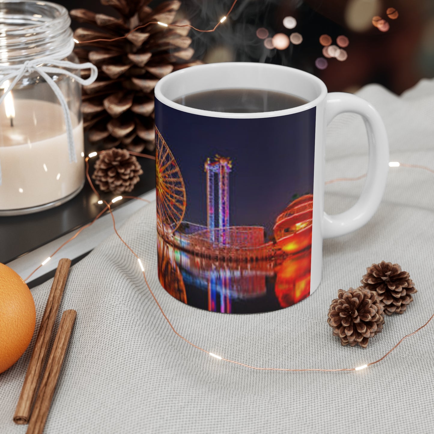 Ferris Wheel Nightscape Mug — Scenic Amusement Park Coffee Cup (11oz & 15oz)