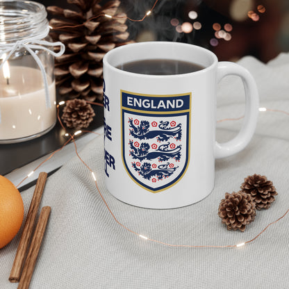 England Football Crest Mug — “And After All You’re My Wonderwall” Ceramic Coffee Cup (11oz & 15oz)